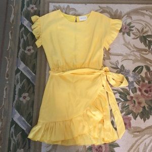 Vestique Yellow Tie Waist Sun Dress